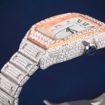 Silver Yellow Two Tone Full Iced Out VVS Diamond Custom Arabic Dial 41mm Luxury watches for Mens (Copy) Gurukrupa-Gems