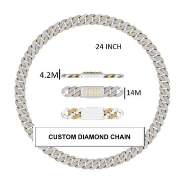 Two Tone Diamond Cuban Link Chain Necklace 22 Inch 15mm Iced Out for Mens and Womens Gurukrupa-Gems
