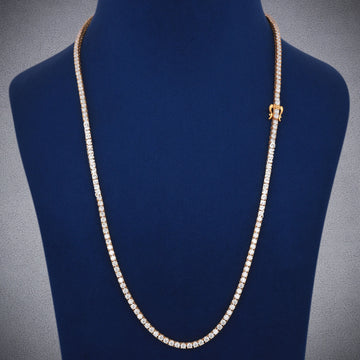 Single Line Round Diamond 3.2mm 925 Sterling Silver Tennis Neck Chain for Mens Gurukrupa-Gems