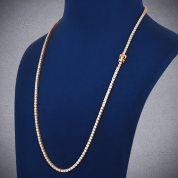Single Line Round Diamond 3.2mm 925 Sterling Silver Tennis Neck Chain for Mens Gurukrupa-Gems