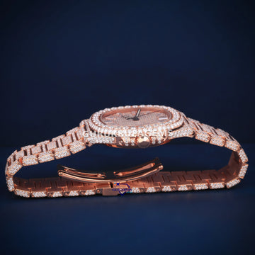 Skinny fit 41 mm rose gold diamond watch Gurukrupa-Gems