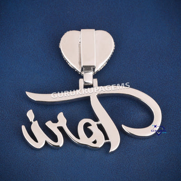 Small Round Cut Diamond Letter Pendant In 14KT White Gold - Gurukrupa-Gems