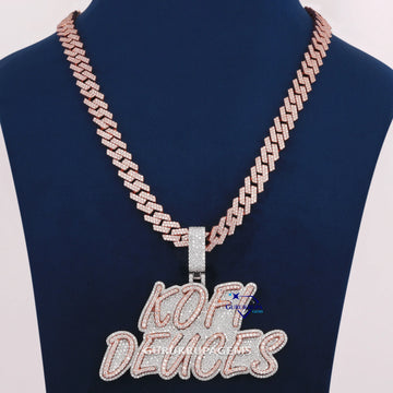 Small Round Cut Lab Diamond Chain With Pendant In 14KT Rose Gold Gurukrupa-Gems