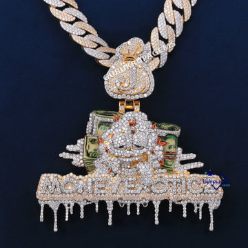 Small Round Cut Lab Diamond Custom Design Pendant With Chain In 14KT Gold Gurukrupa-Gems