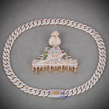 Small Round Cut Lab Diamond Custom Design Pendant With Chain In 14KT Gold Gurukrupa-Gems