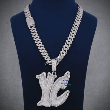 Small Round Cut Lab Diamond Custom Made Pendant With Chain In 14KT White Gold Gurukrupa-Gems