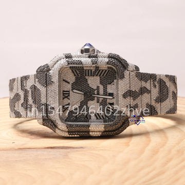 Special watch crafted for men features a stainless steel frame adorned with moissanite diamonds-Gurukrupa-Gems
