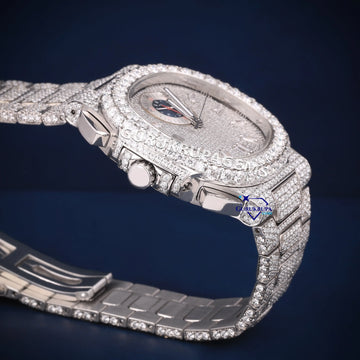 Specialized Chronograph Full White VVS Diamond HipHop Watch Gurukrupa-Gems