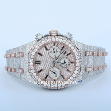 Stainless steel watch featuring three inner chronograph dials each with labgrown diamonds of VVS clarity Gurukrupa-Gems