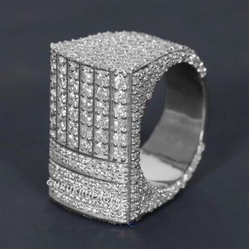 Stylish and elegant 14 kt white gold lab grown diamond hip hop ring for men to wear at party or wedding Gurukrupa-Gems