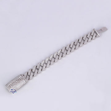 Stylish designer cuban bracelet for men studded with labgrown diamonds made in 14kt white gold Gurukrupa-Gems