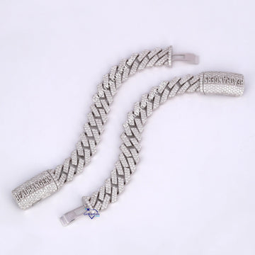 Stylish designer cuban bracelet for men studded with labgrown diamonds made in 14kt white gold Gurukrupa-Gems