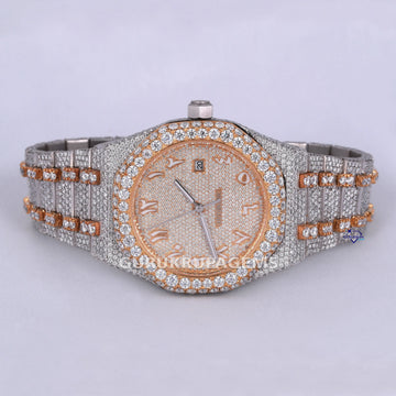 Stylish lab grown hip hop diamond watch with arabic numerals crafted with vvs clarity diamonds Gurukrupa-Gems