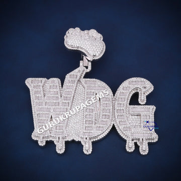 Stylish letter pendant with baguette and round cut vvs quality grade Gurukrupa-Gems