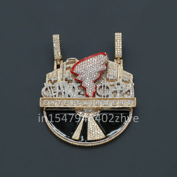 Stylishly crafted hip hop diamond 14 kt gold lab grown diamond pendant for unisex wore at any function-Gurukrupa-Gems