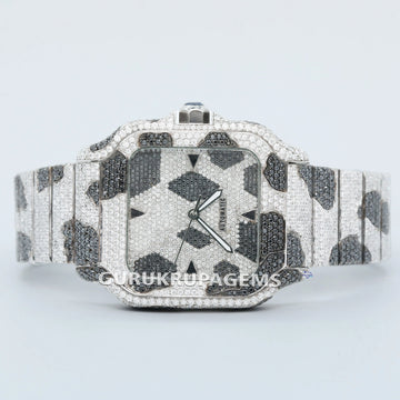 Stylishly crafted this black and white diamond watch of moissanite diamond with vvs clarity Gurukrupa-Gems