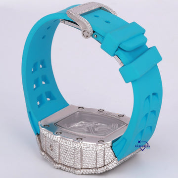 Stylishly crafted this sky blue rubber belt watch stainless steel with vvs clarity lab grown diamonds Gurukrupa-Gems