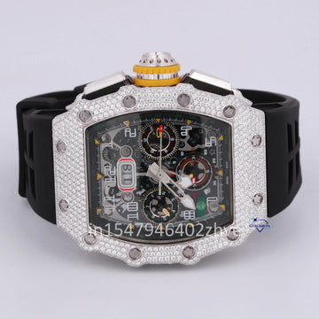Take a look at our unique mechanical moissanite diamond watch with vvs clarity diamonds-Gurukrupa-Gems