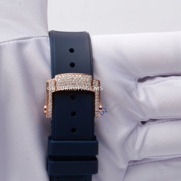 The latest design features a moissanite watch with one dial inside a dial complemented by a rubber strap Gurukrupa-Gems