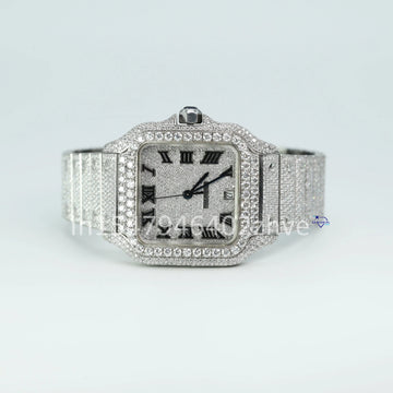 This Swiss-made fully iced out moissanite diamond watch is exceptionally attractive and captivating