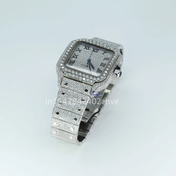 This Swiss-made fully iced out moissanite diamond watch is exceptionally attractive and captivating
