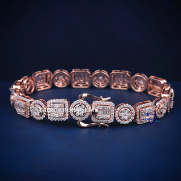 This hip hop baguette and round cut diamond bracelet for unisex Gurukrupa-Gems