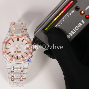 This iced out stainless steel hiphop watch is a sleek and attractive accessory with moissanite diamond-Gurukrupa-Gems
