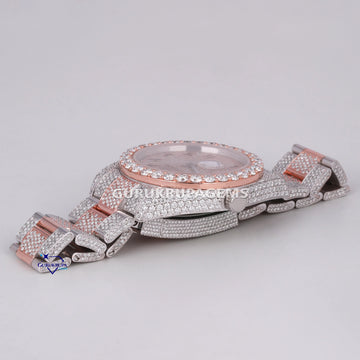 Timeless elegant fully iced out crafted with lab diamonds in stainless steel watch with vvs clarity diamonds Gurukrupa-Gems