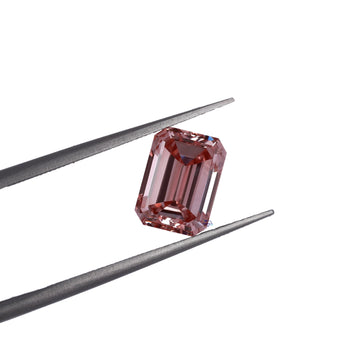 Top seller emerald cut brownish pink color boasting vvs clarity diamonds-Gurukrupa-Gems