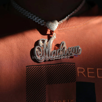 Trendy mens lab grown hip hop diamond chain pendant in 14 kt white gold with round cut diamonds Gurukrupa-Gems