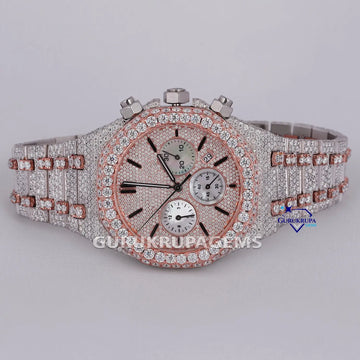 Trendy mens moissanite chronograph diamond watch collection with vvs clarity diamonds Gurukrupa-Gems