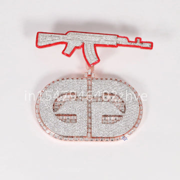Two Tone 14 kt rose and white  gold Lab Created Diamond Pendant with vvs clarity For Hip Hop Jewelry