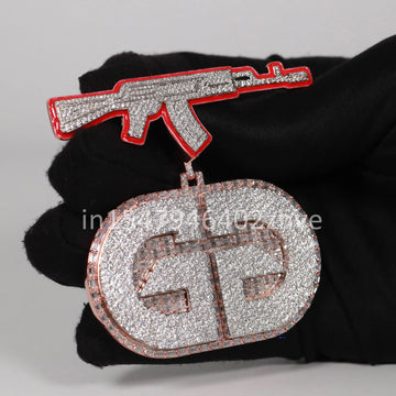 Two Tone 14 kt rose and white  gold Lab Created Diamond Pendant with vvs clarity For Hip Hop Jewelry