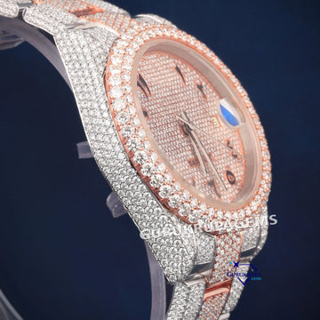 Two Tone Arabic Dial Men Hip Hop Diamond Watch Gurukrupa-Gems