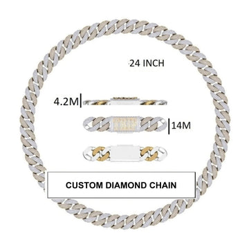 Two Tone Diamond Cuban Link Chain Necklace 22 Inch 15mm Iced Out for Mens and Womens Gurukrupa-Gems
