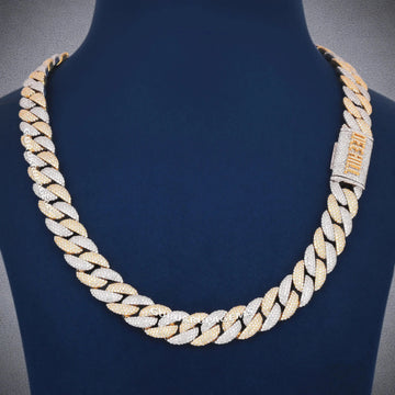 22 Inch 14mm Iced Out Miami Cuban Link Chain in White Gold with Fully Diamond Hip Hop Necklace Gurukrupa-Gems