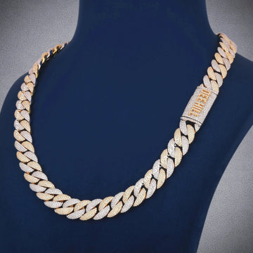 22 Inch 14mm Iced Out Miami Cuban Link Chain in White Gold with Fully Diamond Hip Hop Necklace Gurukrupa-Gems