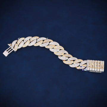 Two Tone Gold With Round & Baguette Cut Lab Diamond Moissanite Bracelet Gurukrupa-Gems