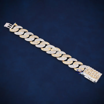 Two Tone Gold With Round & Baguette Cut Lab Diamond Moissanite Bracelet Gurukrupa-Gems