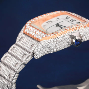 Luxury Silver Diamond Iced Out White Watches for Men and Women Gurukrupa-Gems