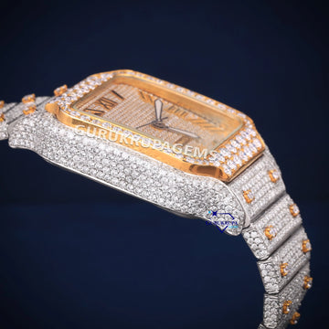 Two Toned Roman Dials Hip Hop Iced Out Watch Gurukrupa-Gems