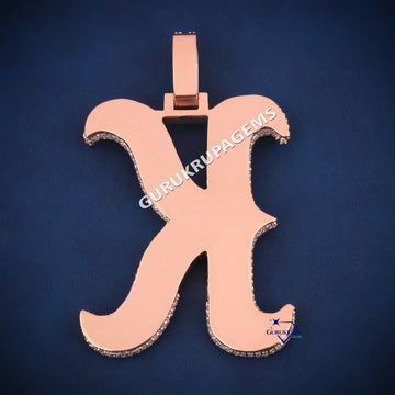 Two tone custom letter K hip hop diamond pendant Gurukrupa-Gems