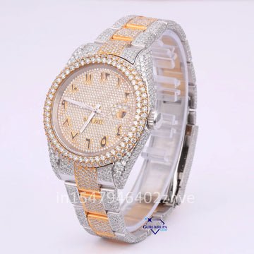 Two tone hip hop diamond watch for men women