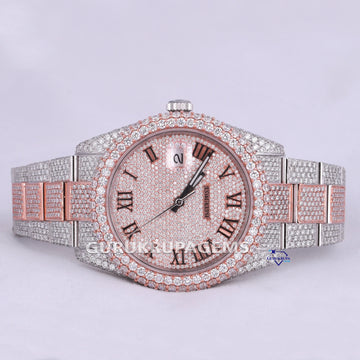 Two tone lab diamond hip hop branded watch for men vvs clarity diamonds in stainless steel Gurukrupa-Gems