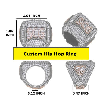 Two toned custom letter hip hop diamond ring VVS grade - Gurukrupa-Gems