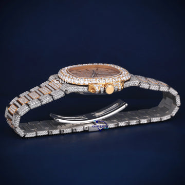 Two toned iced out hiphop diamond watch for men Gurukrupa-Gems