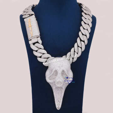 Unique Custom Design Diamond Chain With Pendant In 14KT White Gold Gurukrupa-Gems