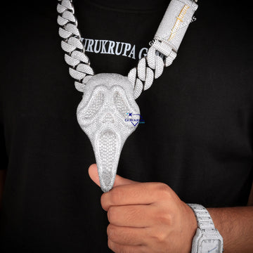 Unique Custom Design Diamond Chain With Pendant In 14KT White Gold Gurukrupa-Gems