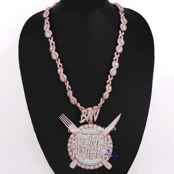 Unique Fully Iced Lab Diamond Chain With Pendant 2 Different Diamond Chain Pendant Custom Made Diamond Jewelry Gurukrupa-Gems