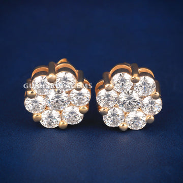 Unisex 14K Gold Solitaire Stud Earrings with Brilliant Cut Diamonds Gurukrupa-Gems